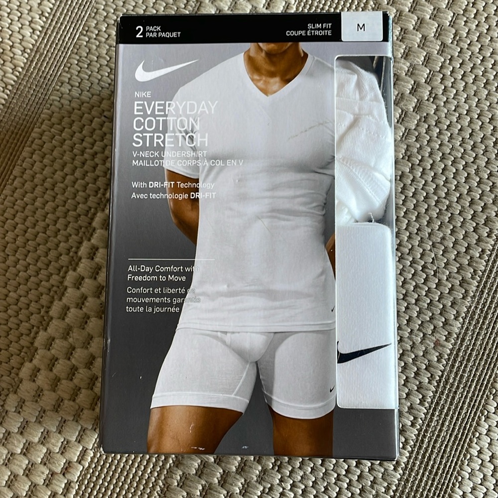 Nike mens 2 pack white cotton v-neck